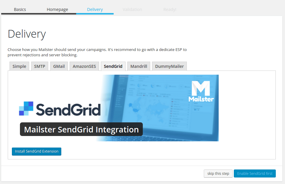 sendgrid mailster integration