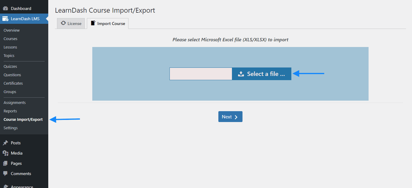 importing learndash courses