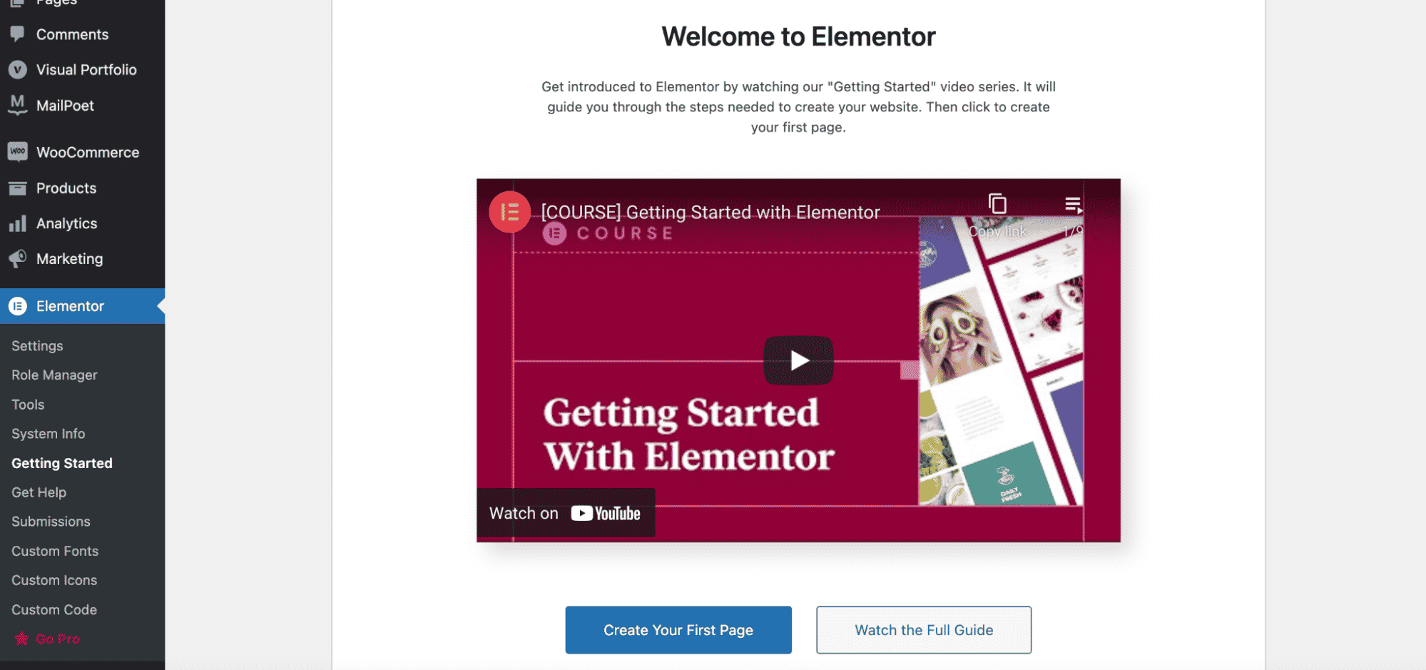 elementor page builder regenerate css