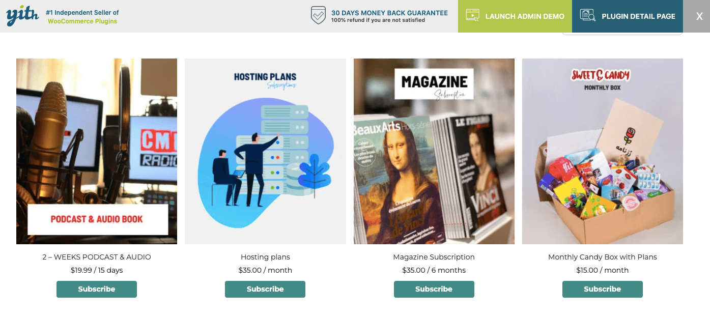 YITH WooCommerce subscriptions